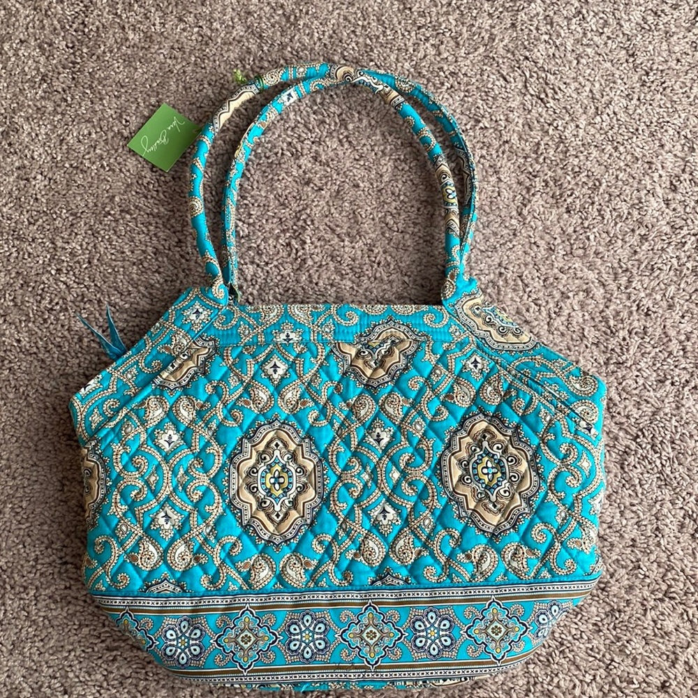 NWT Vera Bradley Totally Turq Angle Tote